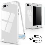 Wholesale iPhone 8 / 7 Fully Protective Magnetic Absorption Technology Case With Free Tempered Glass (White)